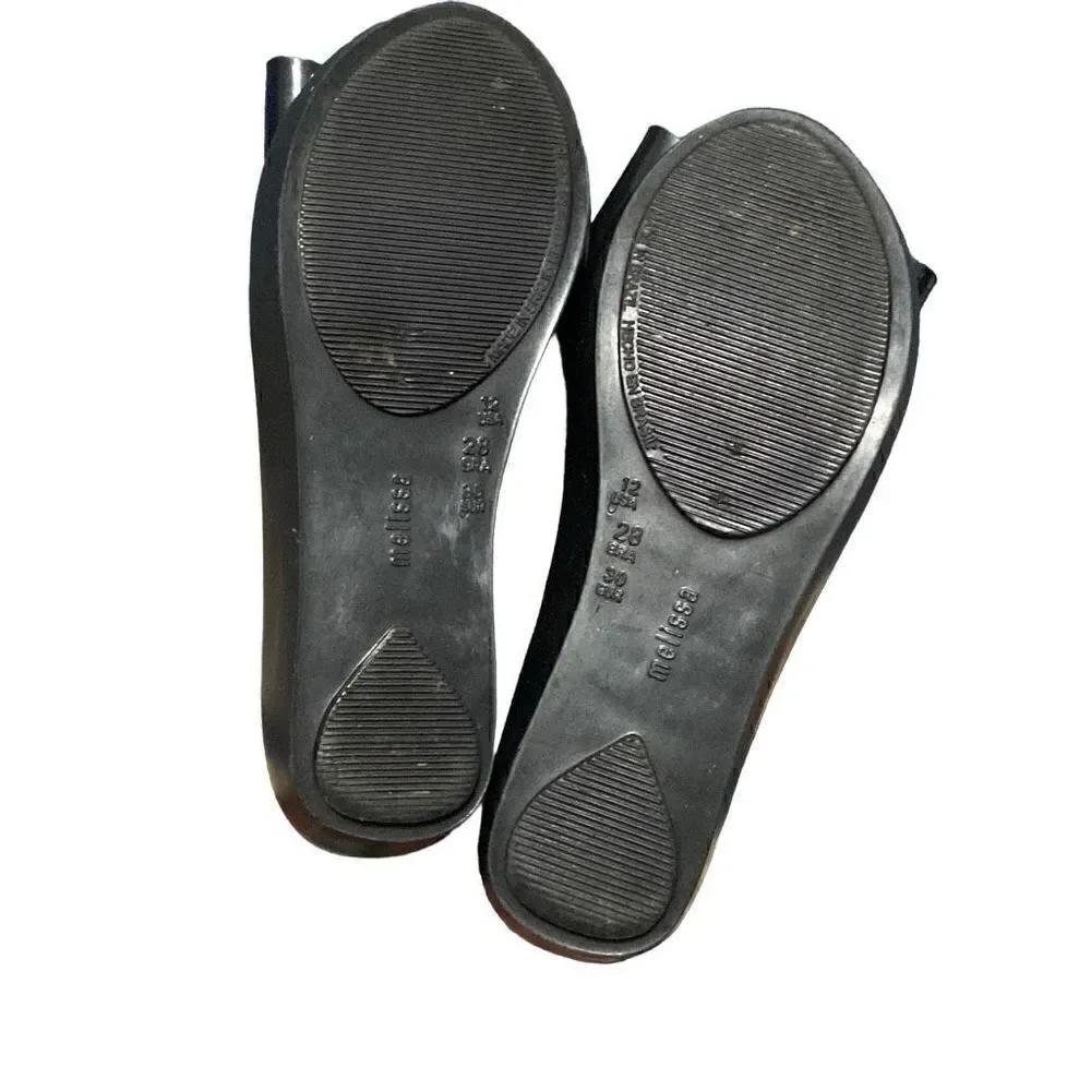 Mel Dreamed by Melissa Black Ballet Flat Tortious Shell Bow Size 12 Girls